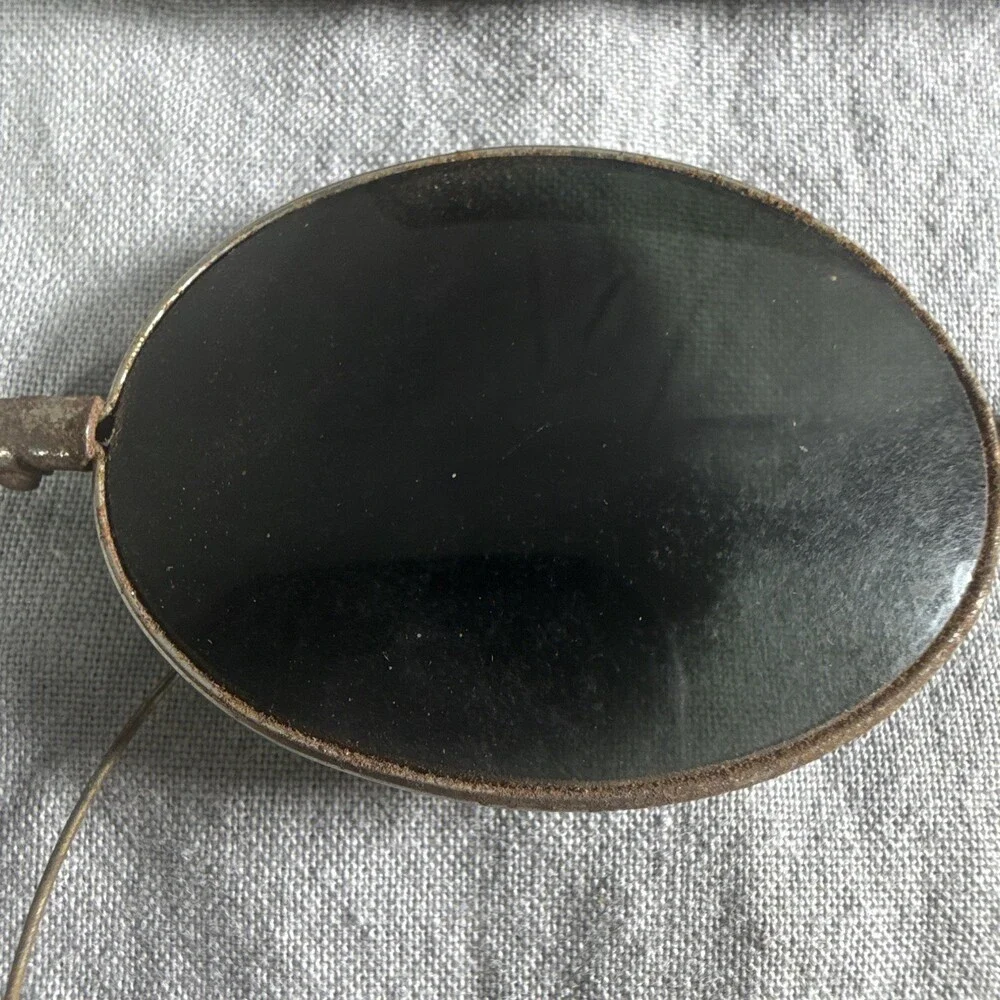 Antique Victorian Wire Rim Sunglasses Coiled Cable Temples Oval Lens Case As-Is